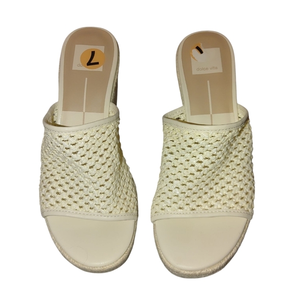Dolce Vita Cream Woven Mules, Size 7 No Box NWT - Picture 1 of 6